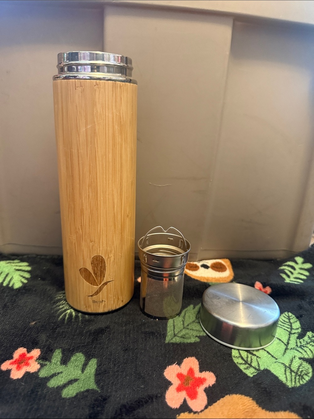 Bamboo Insulated Tea Tumbler with Removable Infuser - Natural Bamboo
